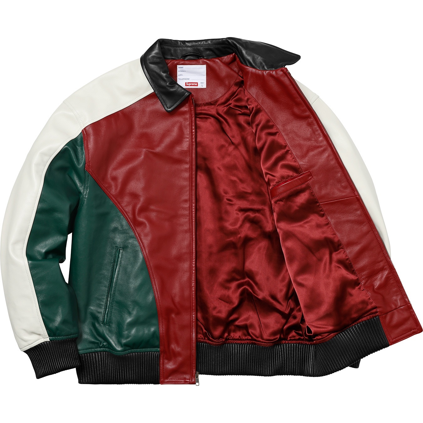 Studded Arc Logo Leather Jacket view 5